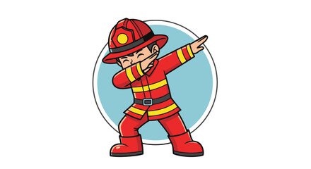 Cartoon Firefighter Dabbing: A modern twist on a classic profession illustration art
