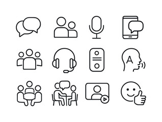 Obraz premium Conversation Icon Set. Speaking & Conversation. Line icon set of