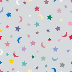 Seamless Pastel Stars And Moons Pattern Background