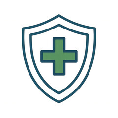 Obraz premium Secure health shield icon symbol of medical protection and wellness assurance, representing safety and care