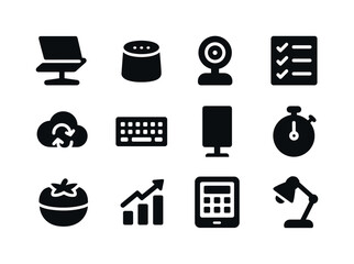 Modern Productivity Icons. Modern productivity setup. Solid icon
