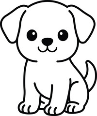 Cute Puppy Coloring Page Line Art