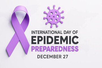 Obraz premium International day of epidemic preparedness awareness with purple ribbon and virus illustration