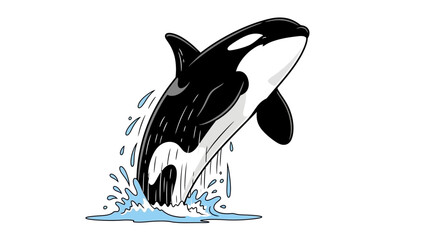 Jumping Orca Whale Illustration Killer Whale Breach Isolated on White Background © Syam Artwork