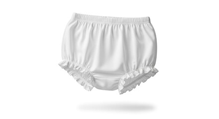 Soft White Infant Bloomers with Ruffled Trim and Elastic Waistband
