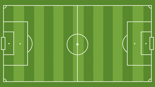 Soccer Field Plan: A detailed top-down view of a soccer field, ready for action. Green grass stripes create a visual plan for the game.