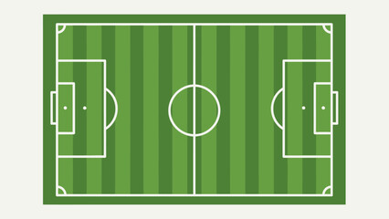 Soccer Field Illustration: A vibrant illustration showcases a classic soccer field layout, complete with goal areas, center circle, and neatly striped lines, perfect for sports related materials. © UDIN