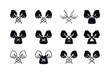 Fototapeta premium Shoelace Icon Variations. Tying shoelaces. Icon set. Set Logo of