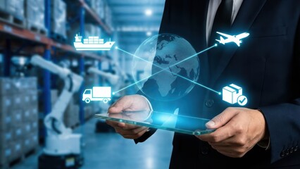 Streamlining global supply chain management innovations in logistics and technology warehouse setting professional perspective