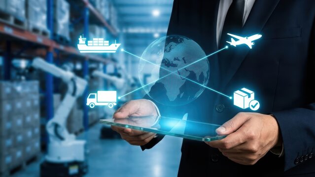 Streamlining global supply chain management innovations in logistics and technology warehouse setting professional perspective