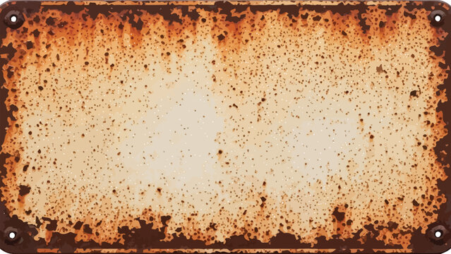 A blank rectangular metal plate with heavy rust and corrosion texture, featuring four mounting holes in the corners.