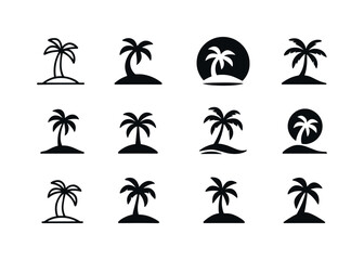 Fototapeta premium Tropical Island Logos. tropical island. Icon set. Set Logo of tr