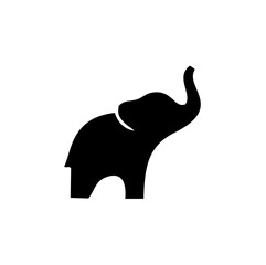 Black elephant silhouette trunk up