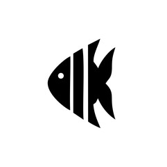 Minimalist black fish icon swimming