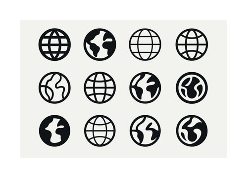 Diverse Globe Logos. Round. Icon set. Set Logo of round: globe o