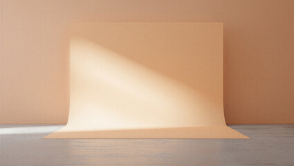 Beige colored wall with a beam of light in an empty room