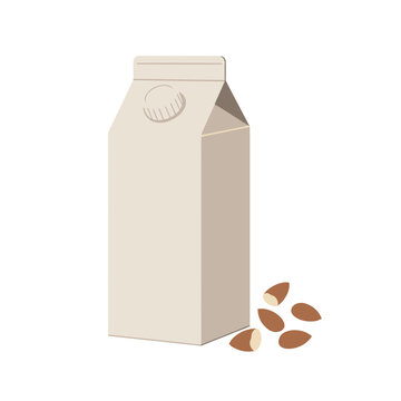 Milk Carton Package Illustration &ndash; Dairy Beverage Box Minimal Vector