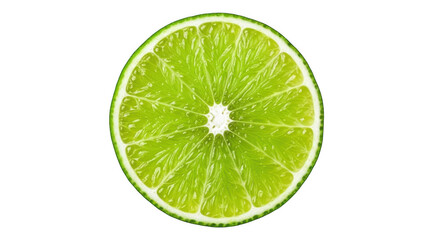 Fresh green lime slice isolated on transparent background for decoration