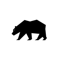 Geometric black bear silhouette walking