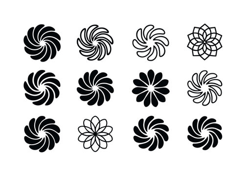 Chrysanthemum Logo Set. Chrysanthemum. Icon set. Set Logo of chr