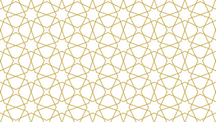 Naklejka premium Islamic Seamless geometric pattern in authentic arabian style. Vector illustration. Islam pattern on green background for Ramadan banner,Backdrop texture for Eid.