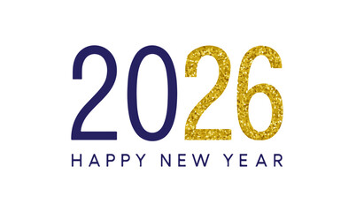 New Year 2026 Gold Glitter Logo Greeting Card Design