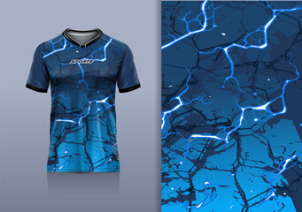 Tshirt mockup abstract grunge marble texture sport jersey design for football soccer, racing, esports, running, blue navy color © Nimpuna O