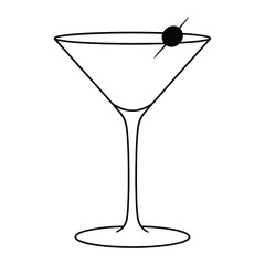 Cocktail Glass Outline Vector Icon for Party and Mixology Concept