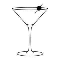 Martini Glass Outline Vector Icon for Classic Cocktail and Bar Menu
