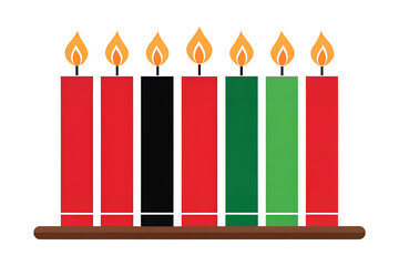 Kwanzaa Kinara Lighting: Seven Candles Representing Principles of Unity and Heritage on Brown Base in Cultural Tribute. generative ai