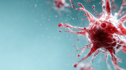 This image showcases a detailed, dynamic view of a virus, illustrating its complex structure and highlighting various textures and colors that represent its biological essence.