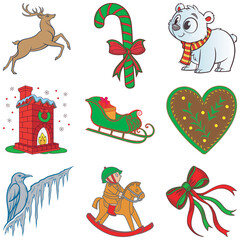 Set Christmas icon art and illustrator eps 10 isolated
