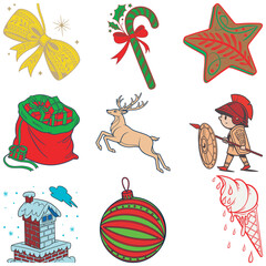 Set Christmas icon art and illustrator eps 10 isolated