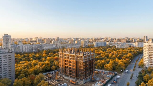 Construction Timelapse: Winter to Summer Building Transformation - Residential Tower Development