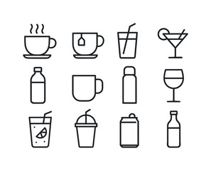 Porch Beverage Icons. Porch beverages. Line icon set of Porch be