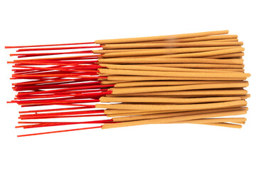Incense for worshipping Buddha isolated on white background