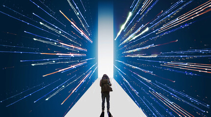 Technology, Virtual reality, Augmented reality, High speed internet and futuristic concepts