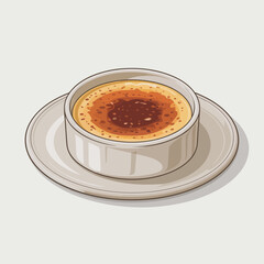 A scrumptious crème brûlée positioned elegantly on a plate with a caramelized top, representing refined culinary skills and the enticing allure of gourmet desserts.