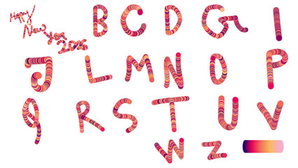 Colorful alphabet letters made of striped pattern