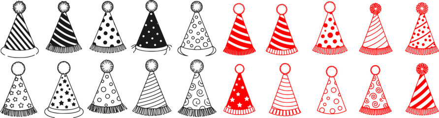 Vector Set of birthday party hat
