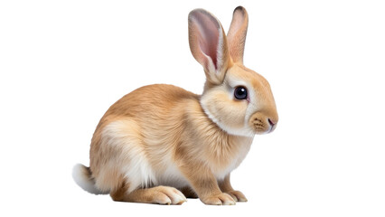 Obraz premium A brown rabbit sitting on a white floor, offering a candid moment of quiet contemplation. transparent background