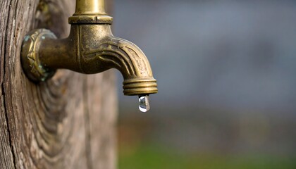 Antique faucet dripping water