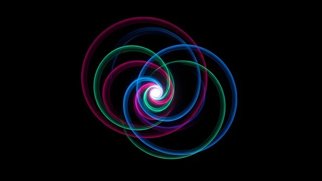 Vibrant multicolored spiral light trails forming a swirling pattern on a dark background - Powered by Adobe