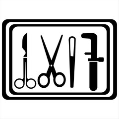 A clean, modern medical logo featuring essential healthcare tools, symbolizing precision, safety, and professionalism for clinics, hospitals, and medical services.