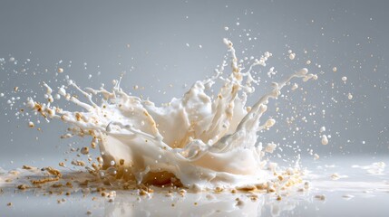 This striking image captures the dynamic splash of milk with a vivid texture, symbolizing freshness and movement, creating an inviting visual experience.