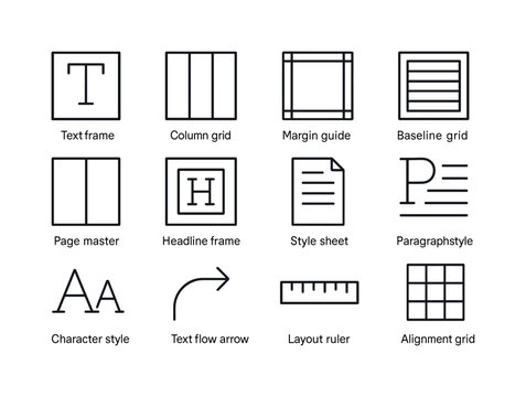 Editorial Layout Icons. Editorial layout tools. Line icon set of