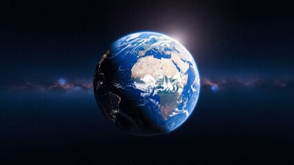 Fototapeta premium Planet Earth Floating in Deep Space with Starry Background 
