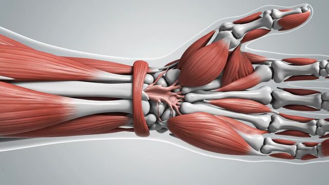 3D Animation of Human Palmaris Longus Muscle and Forearm Anatomy
