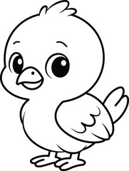 Cute Baby Bird Coloring Page Line Art