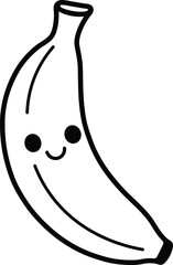 Cute Banana Coloring Page Line Art